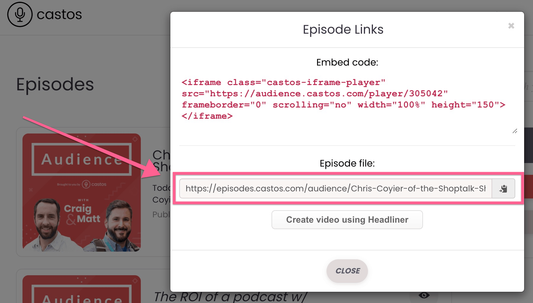 best embeddable podcast player: the media file URL