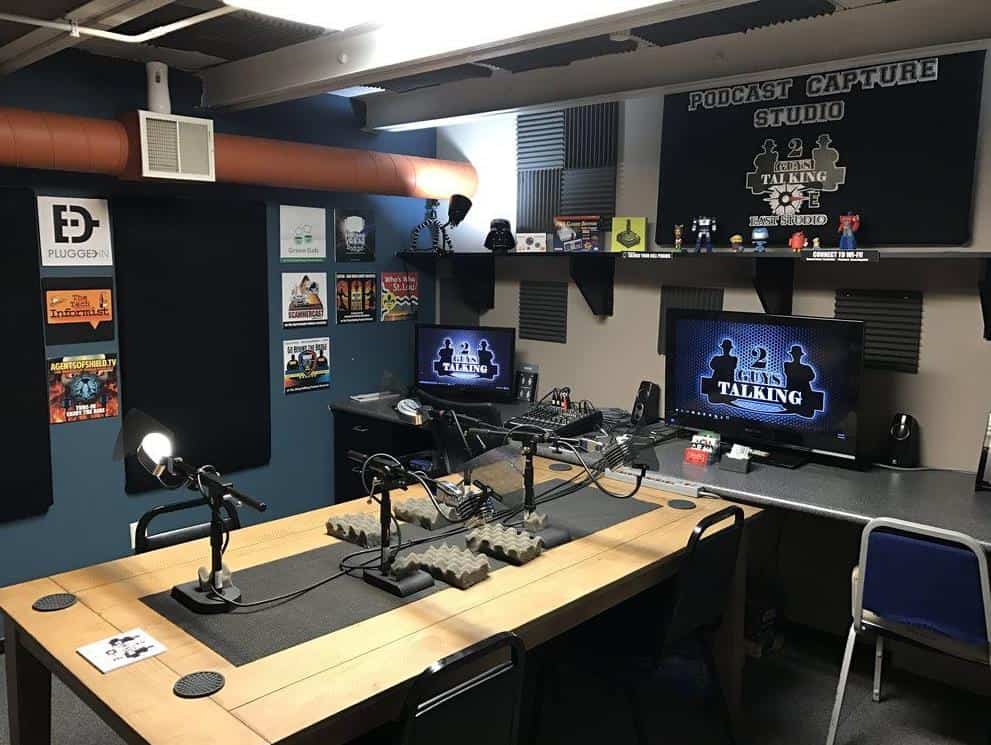 Podcast room with space for two hosts. 