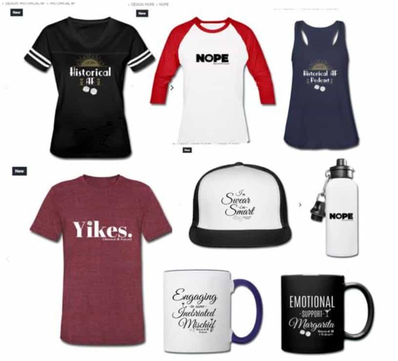 T-shirts and other merchandise.