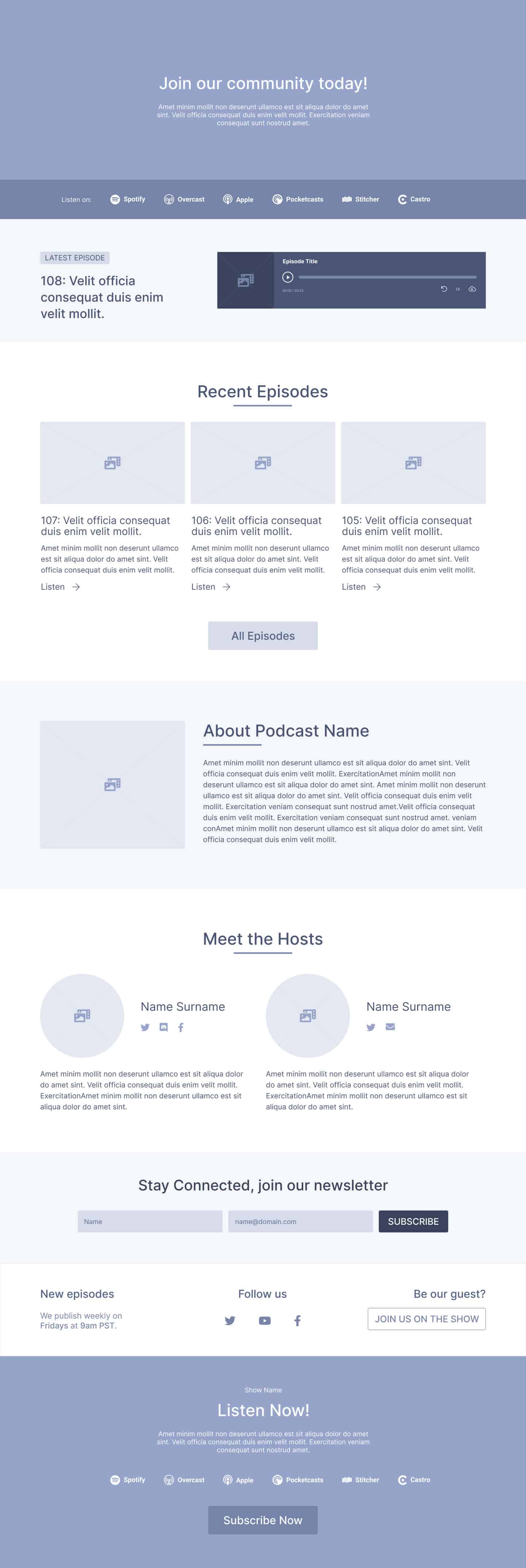 Elementor podcast landing page template