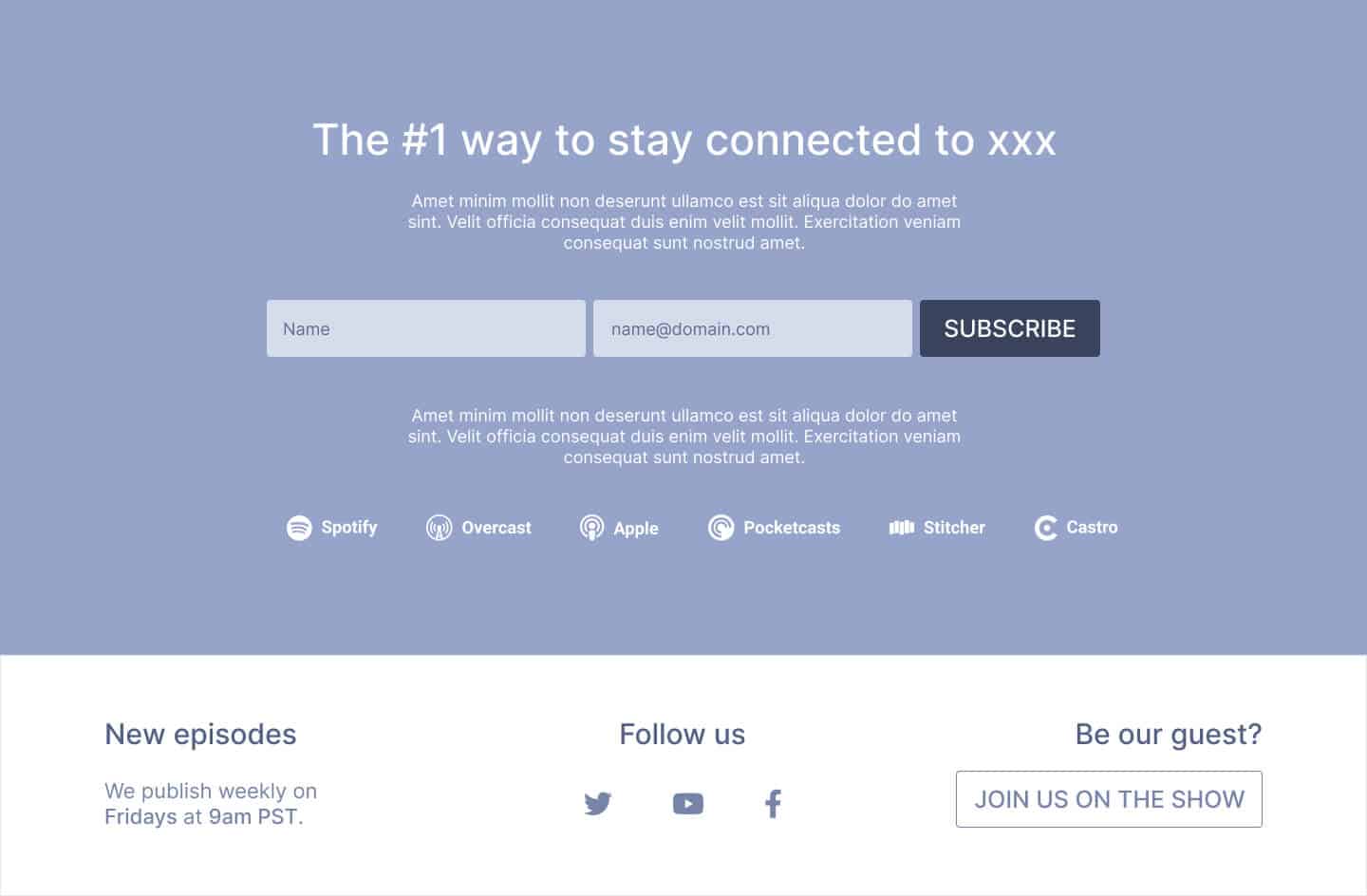 Elementor podcast subscribe page template
