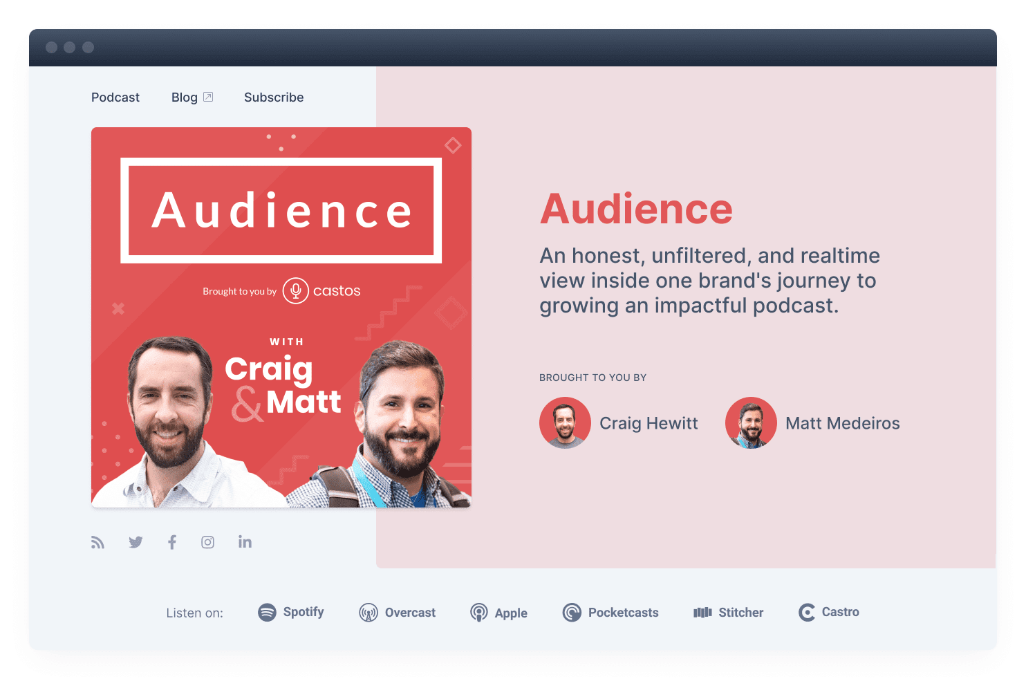 Castos podcast website homepage example
