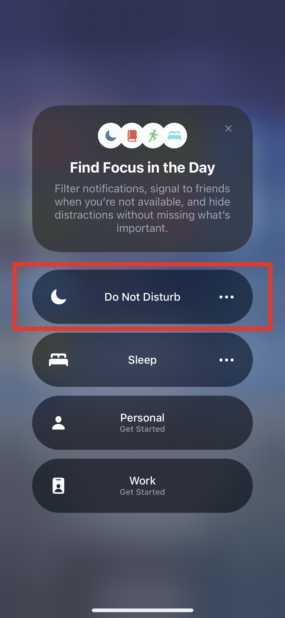 Do not disturb setting