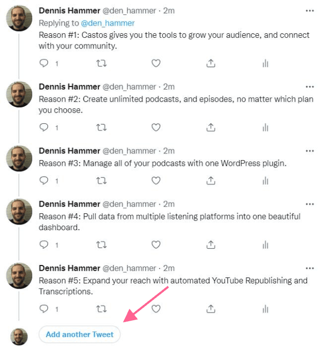 Add more tweets at a later date