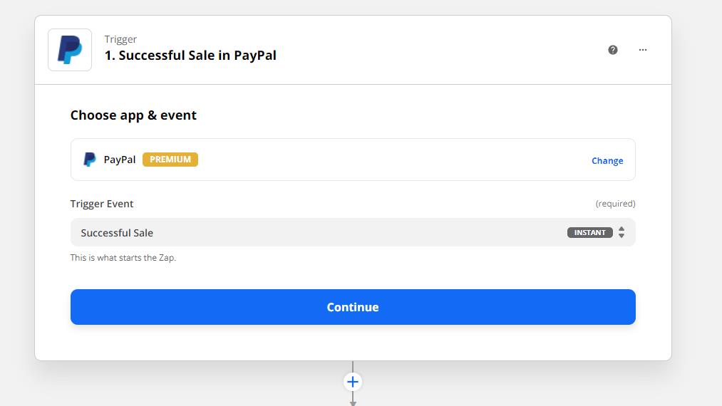 PayPal sale trigger inside Zapier