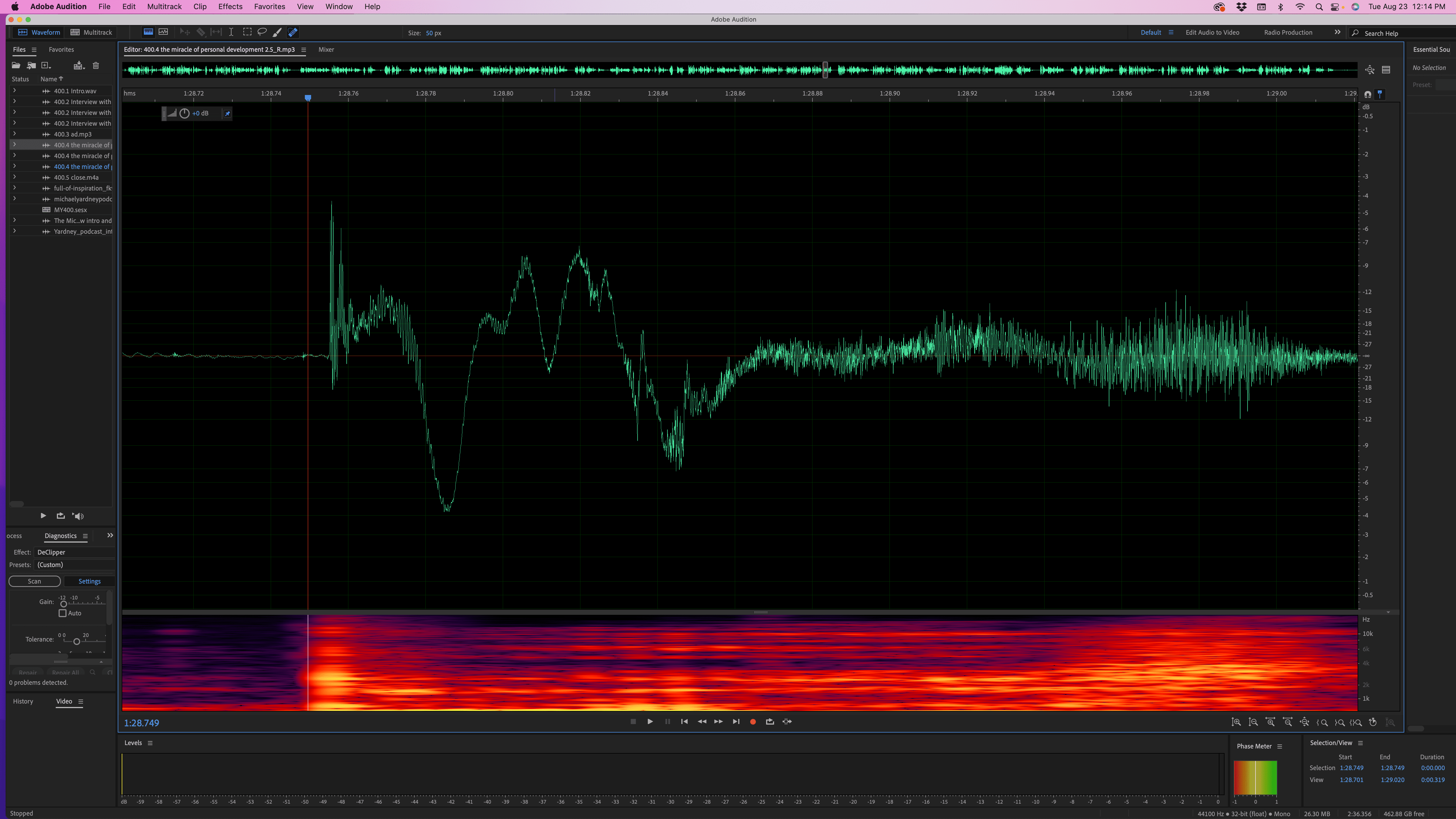 p pop in adobe audition