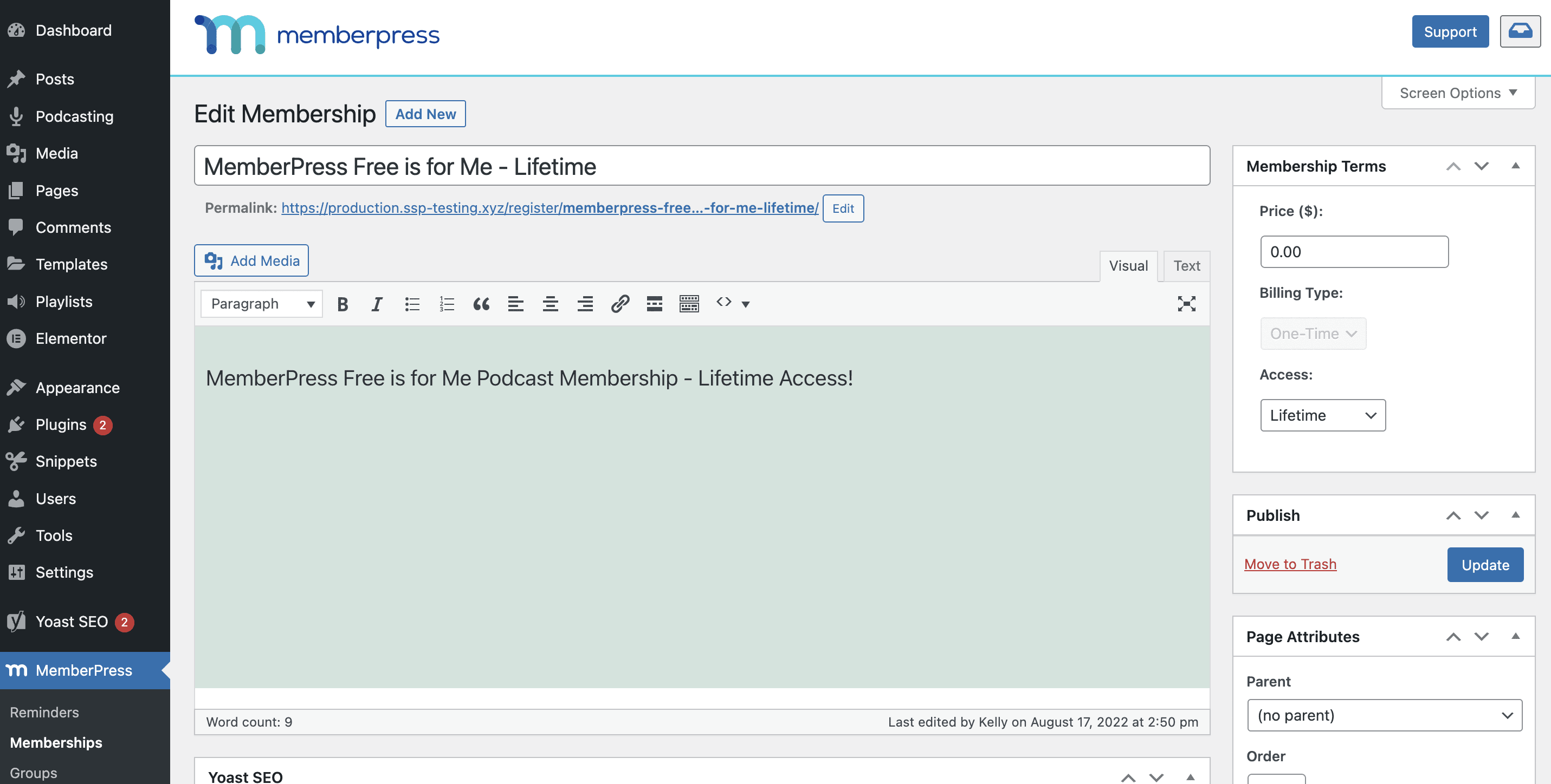 Creating a MemberPress membership level