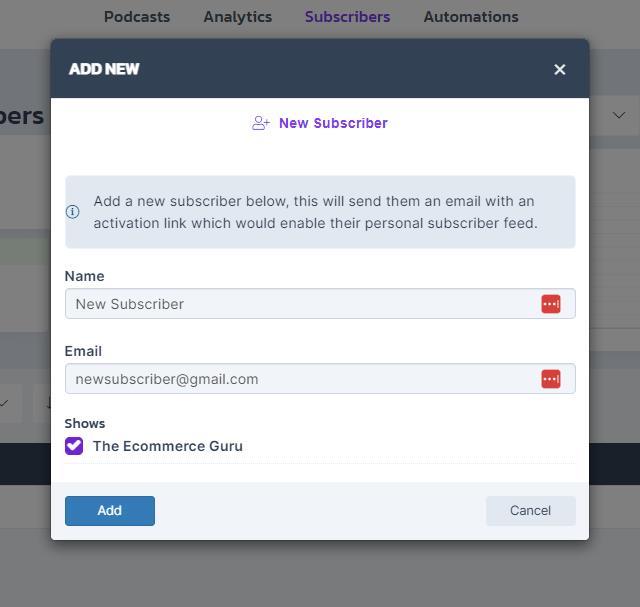 Add subscribers to your podcast for online course