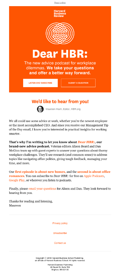 Email marketing example