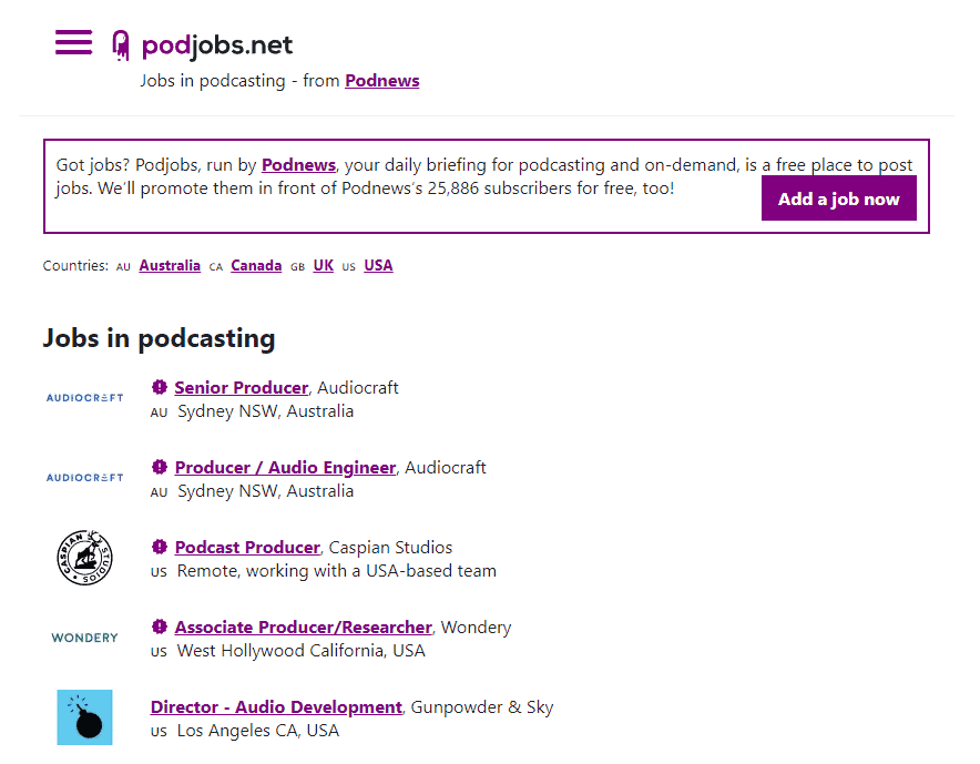 Podjobs podcast jobs