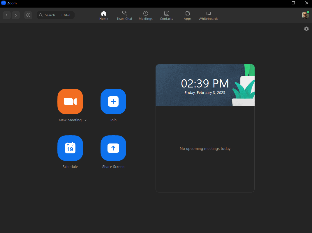 Open the Zoom desktop app and log in