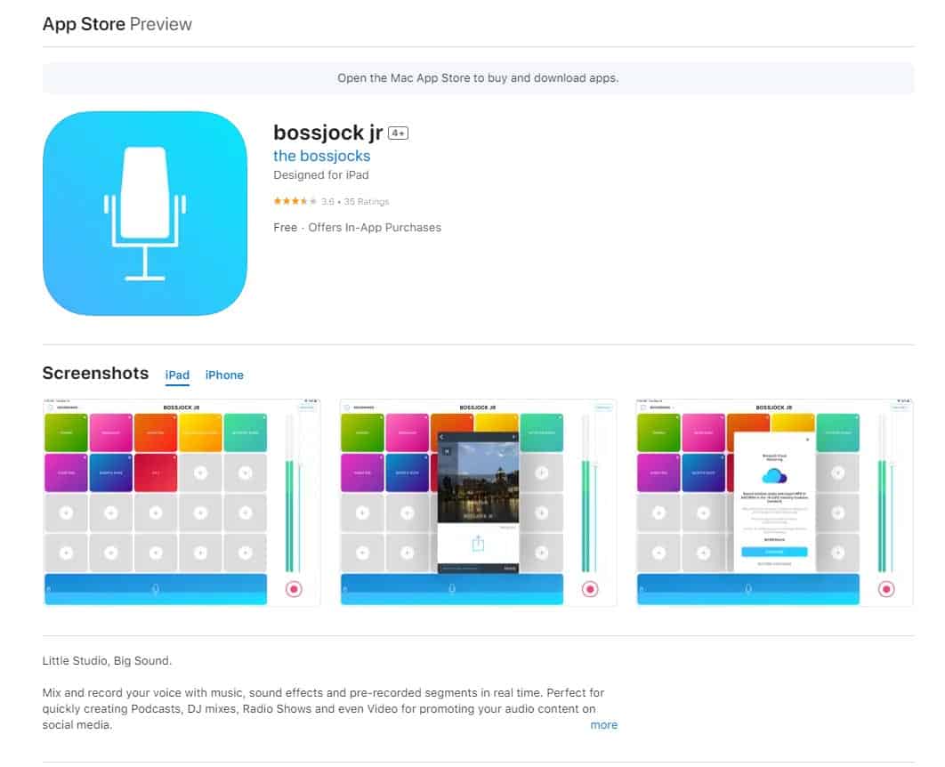iPad podcast editing app: BossJock Jr