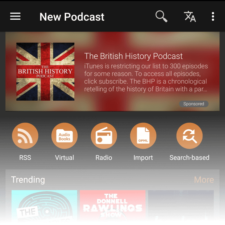 Paid podcast promotion on Podcast Addict