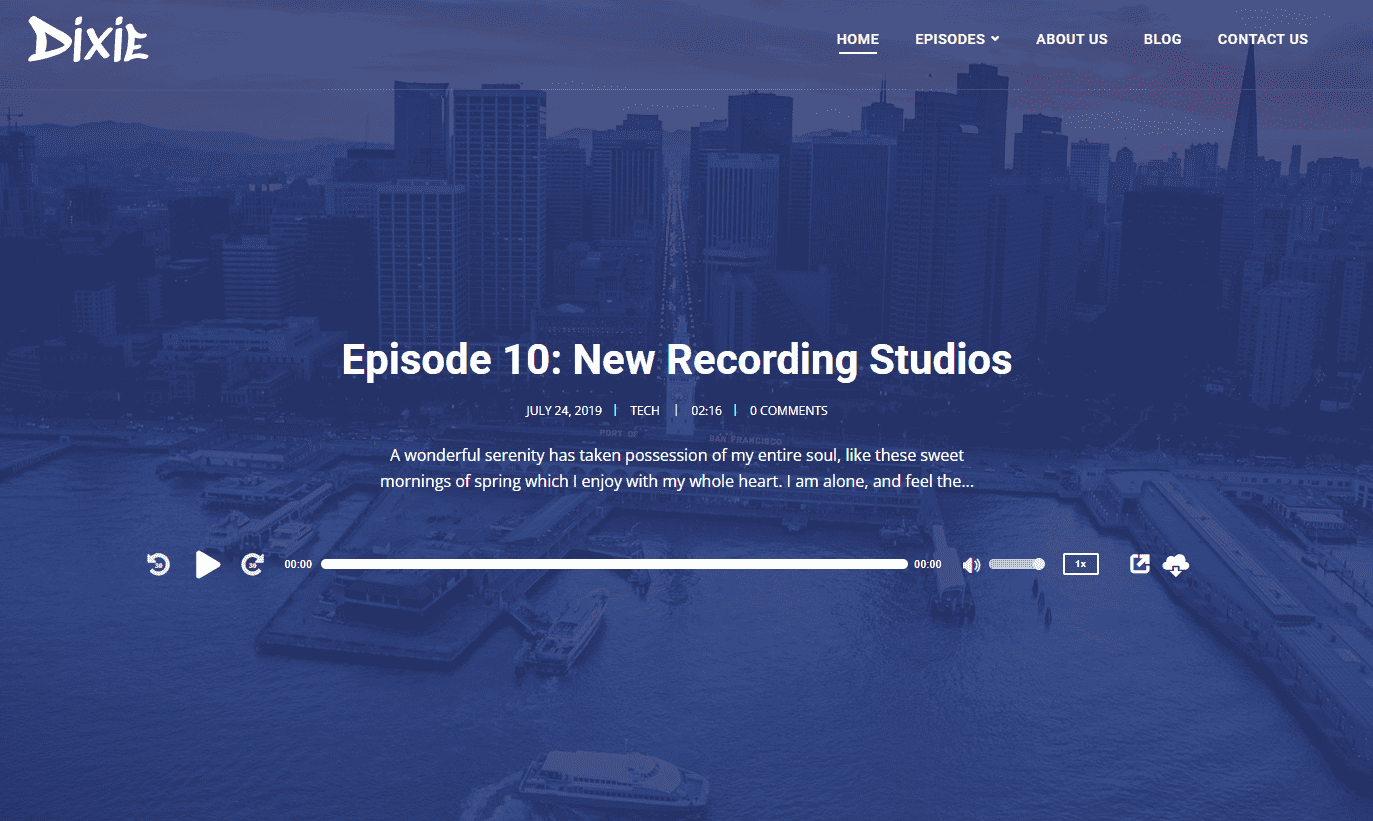 Podcast Website Templates: Dixie