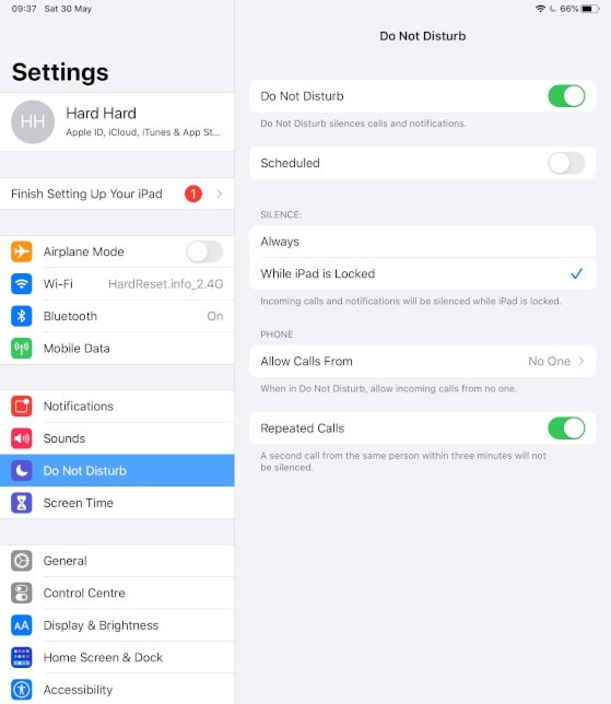 Do not disturb for ipad podcast setup