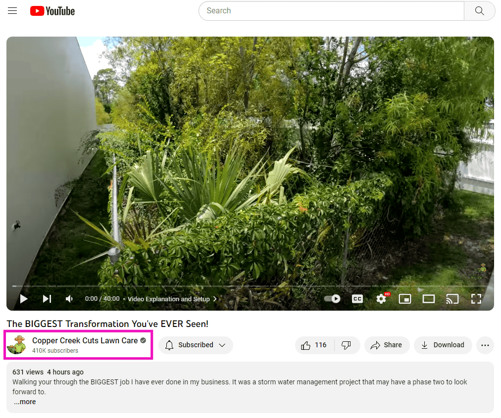 Descriptive YouTube channel name
