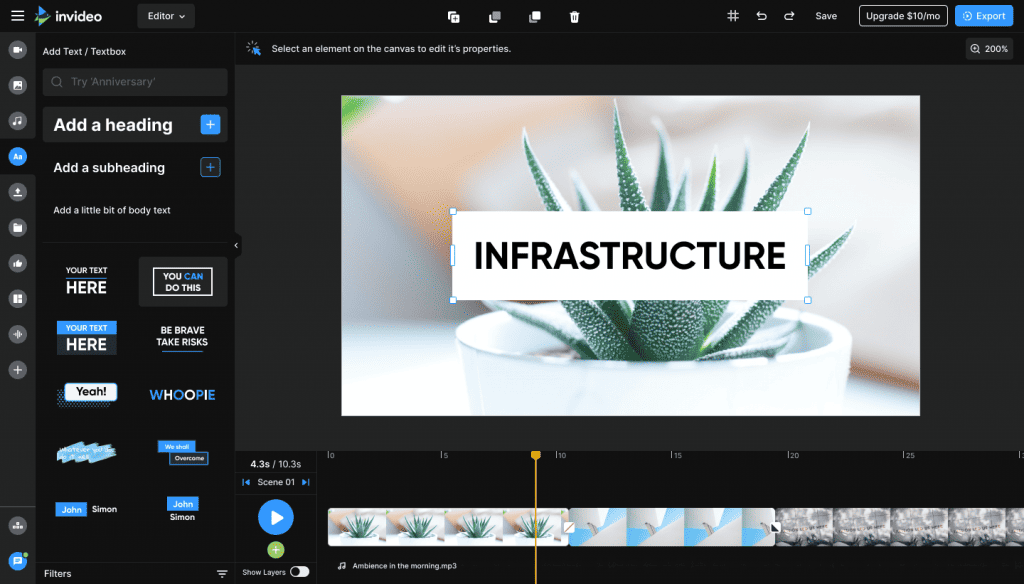 Best editors for YouTube: InVideo