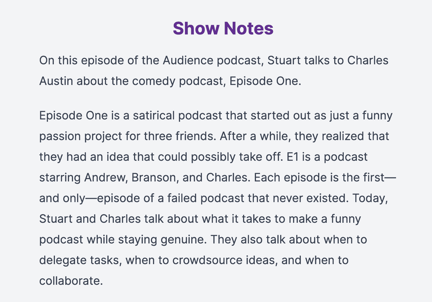 A Castos-produced podcast episode in the player