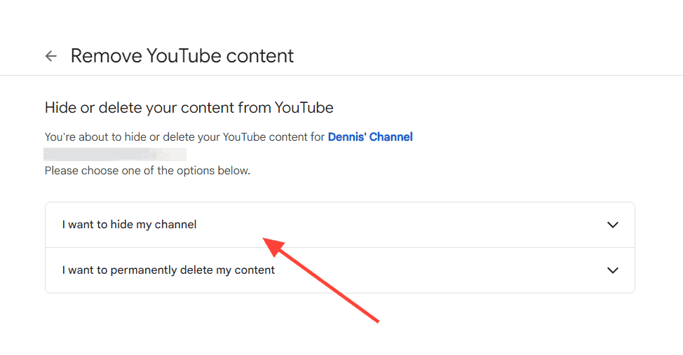 Make a YouTube Channel Private: Select "I Want to Hide My Channel"