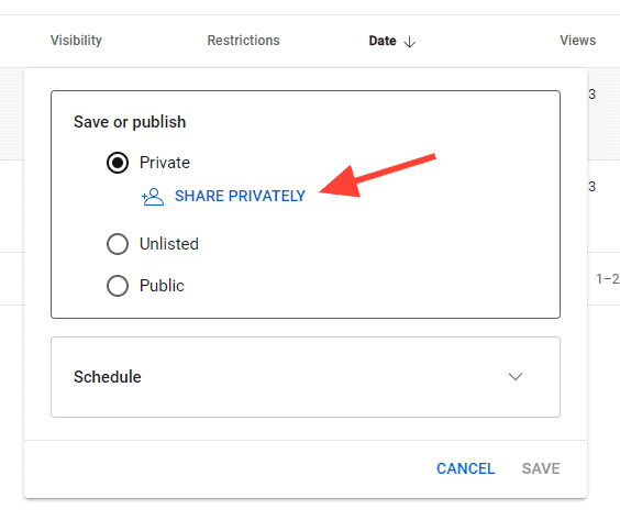 Click "Share Privately"