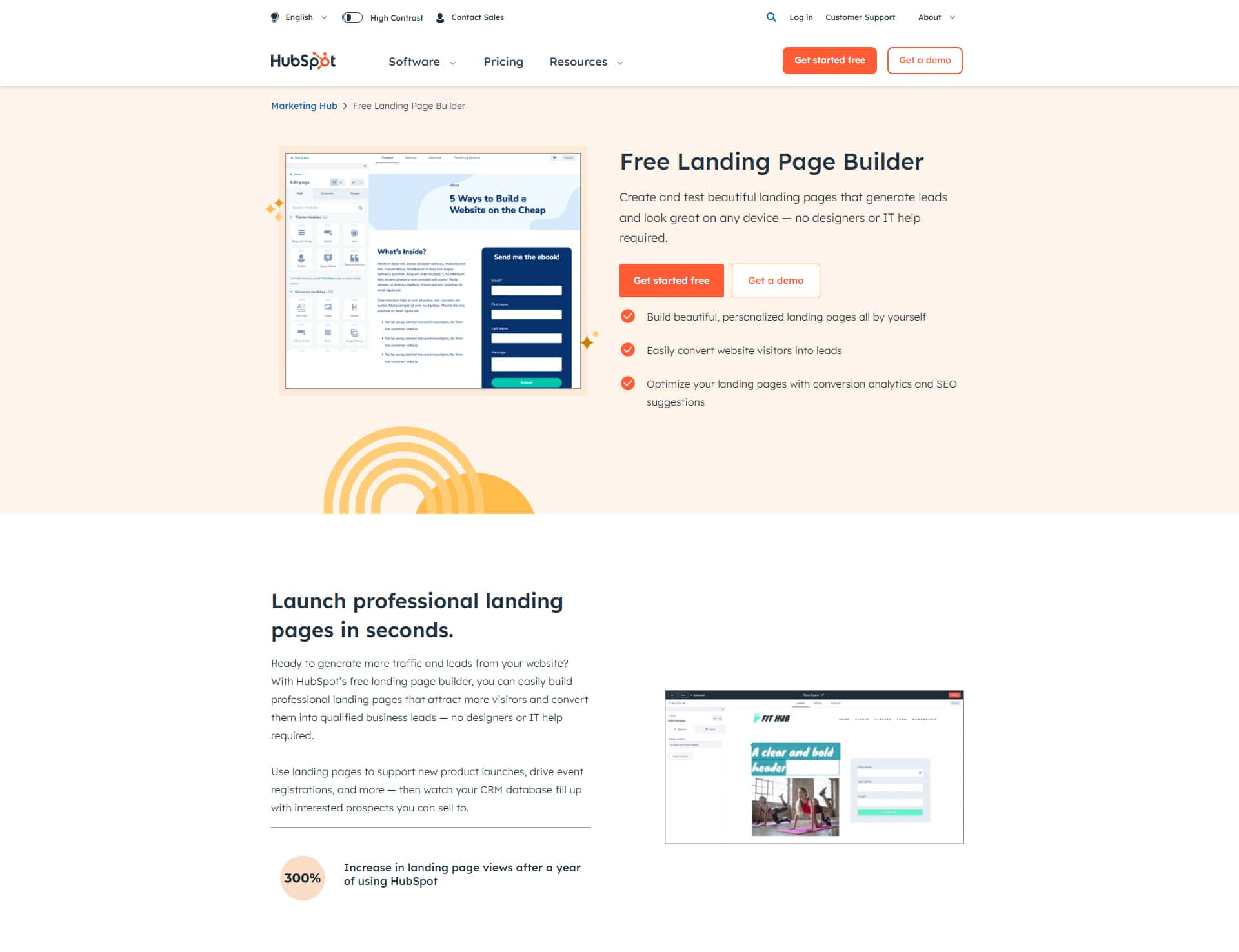 Landing page builders: Hubspot