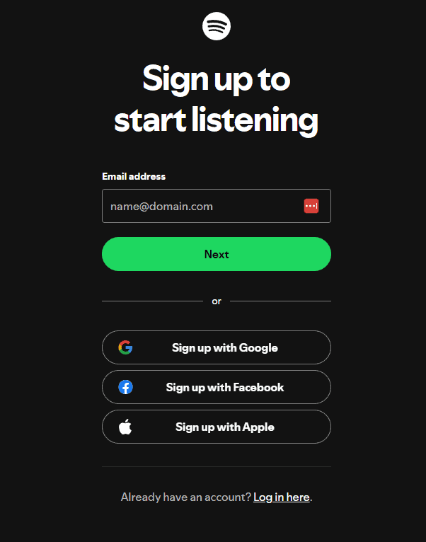 Sign up for Spotify