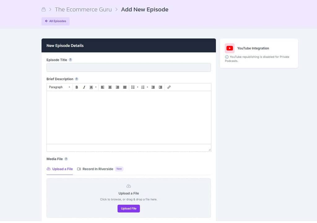 Upload a new episode in Castos