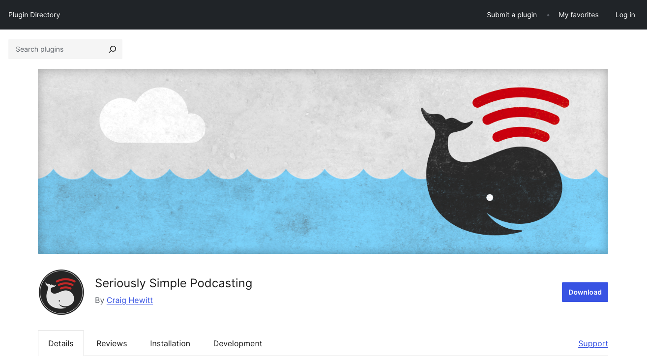 Seriously Simple Podcasting plugin in the WordPress dashboard